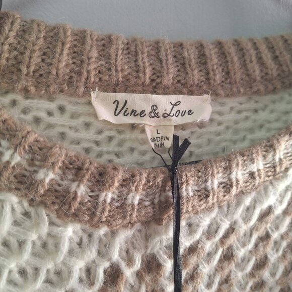 Vine and Love Boutique Chunky Knit Sweater Brown Stripes Soft Acrylic Oversized - Picture 8 of 9
